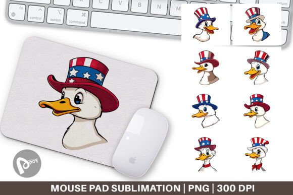Mouse Pad Duck Patriotic: Workspace With Character