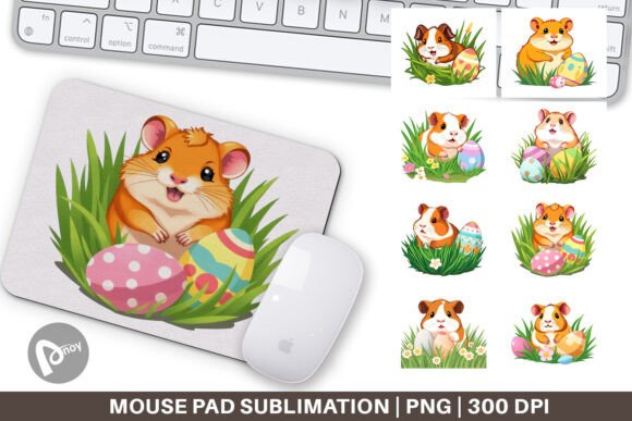 Mouse Pad Easter Hamster: Sublimation Art for Your Workspace