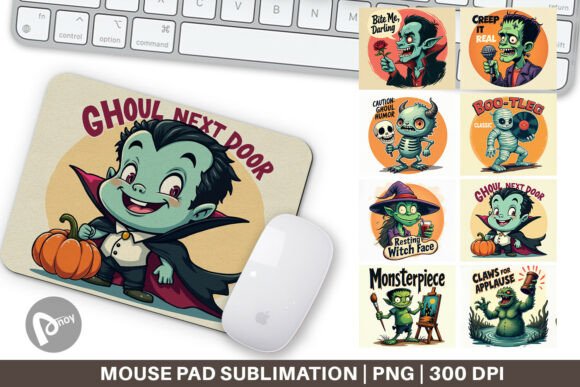 Mouse Pad Halloween Retro Monster Design