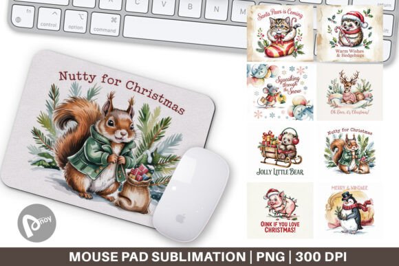 Vintage Christmas Animal Mouse Pads for Your Desk